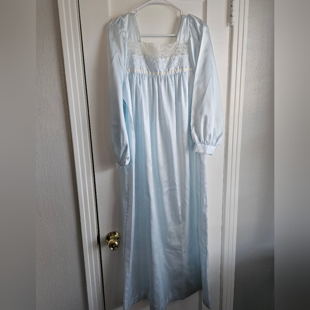 Vintage Miss Dior Nightgown Elegant Blue Lace Medium Small